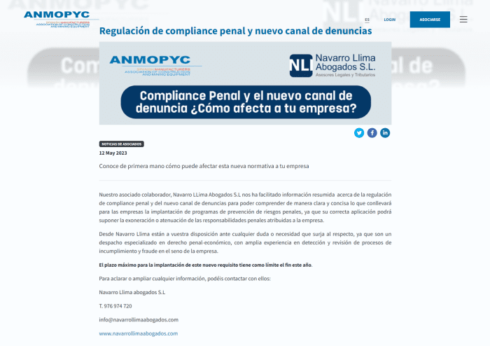 Compliance Penal y canal de denuncias ANMOPYC