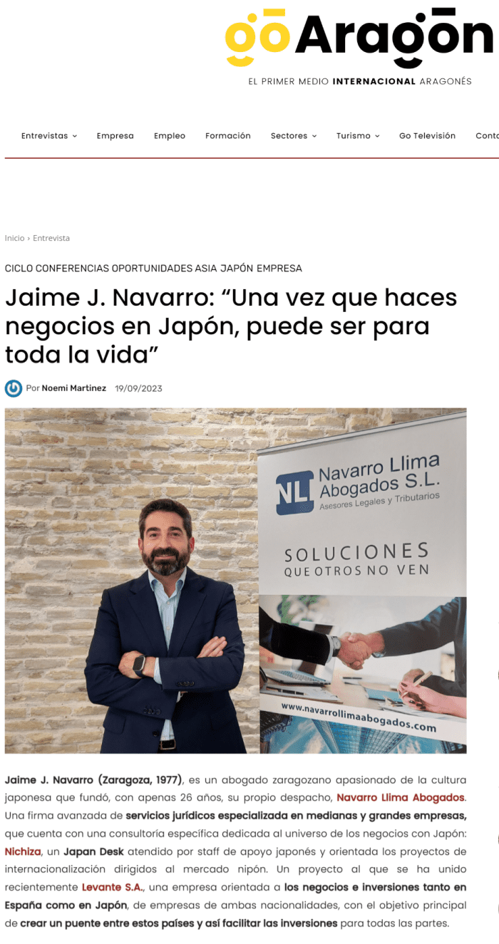 2023.09.19.Go Aragón. Entrevista Jaime J. Navarro sobre Japón y Levante K.K.